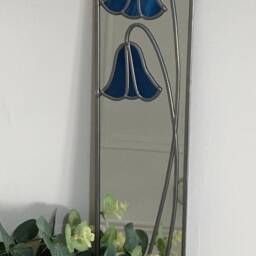 Bluebells Mackintosh Style Stained Glass Effect Mirror Handmade Gift Wedding 61x15cm - thumbnail 2