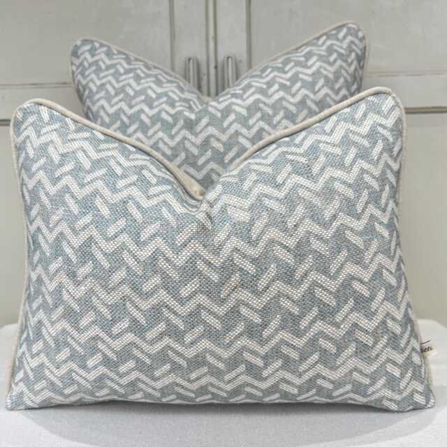Cushion Covers Made in Fermoie Chiltern Luxury Designer Decorative Neutral Pale Blue Linen Pillow Throw Cover - image 1