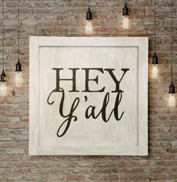 Hey Y'all Entryway Sign - Vintage Farmhouse Wall Decor, Ready Hang - image 1