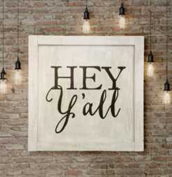 Hey Y'all Entryway Sign - Vintage Farmhouse Wall Decor, Ready Hang - thumbnail 1