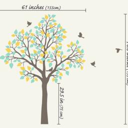 Nursery Tree Wall Sticker With Birds Art Decoration For Kids Room Kc020 - thumbnail 2