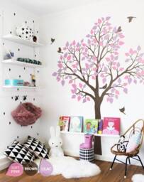 Nursery Tree Wall Sticker With Birds Art Decoration For Kids Room Kc020 - thumbnail 1
