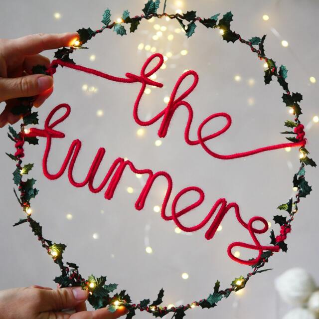 Personalized Family Christmas Wreath With Lights Custom Holiday Decor - image 1