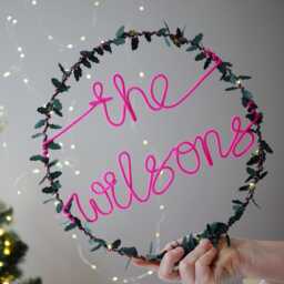 Personalized Family Christmas Wreath With Lights Custom Holiday Decor - thumbnail 2