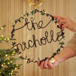 Personalized Family Christmas Wreath With Lights Custom Holiday Decor - thumbnail 3