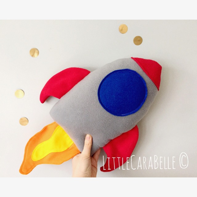 Rocket Cushion Pillow. Soft Anti Pill Fleece, Bright Space Rocket. Perfect To Brighten Up Any Room. Kids Room, Nursery, Theme - image 1