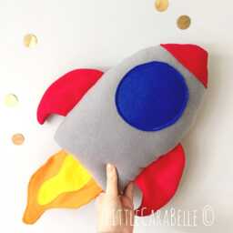 Rocket Cushion Pillow. Soft Anti Pill Fleece, Bright Space Rocket. Perfect To Brighten Up Any Room. Kids Room, Nursery, Theme - thumbnail 2
