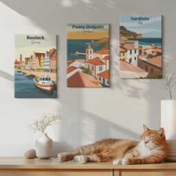 Canvas Set Of 3 Wall Art - Views European Coastal & Port Cities, Multicolored Photo Print, Travels Hanging Piece - thumbnail 3