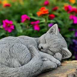 Concrete Grey Cat Statue Lying Kitten Figurine Stone Garden Sculpture Outdoor Pet Memorial Ornament Cement Yard Decor Gift For Lover - thumbnail 2