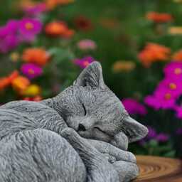 Concrete Grey Cat Statue Lying Kitten Figurine Stone Garden Sculpture Outdoor Pet Memorial Ornament Cement Yard Decor Gift For Lover - thumbnail 3