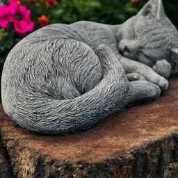 Concrete Grey Cat Statue Lying Kitten Figurine Stone Garden Sculpture Outdoor Pet Memorial Ornament Cement Yard Decor Gift For Lover - thumbnail 4