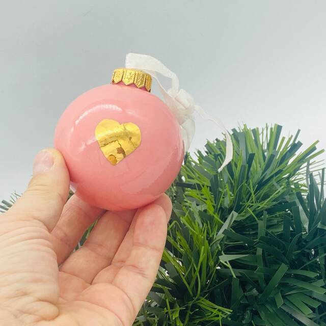 Pink & Gold Heart, Christmas Bauble Tree Orniment - image 1