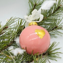 Pink & Gold Heart, Christmas Bauble Tree Orniment - thumbnail 2