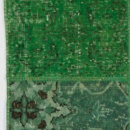 Handmade Turkish Patchwork Rug, Green - thumbnail 4