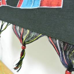 Vintage , Batik Painting Tapestry, The Drawing Butterfly Lady, Good Luck For Artist, Indigo Wall Hanging - thumbnail 3