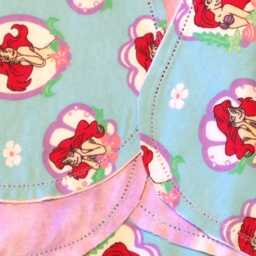 Little Mermaid Receiving Blanket & Burp Cloth, Hemstitch Crochet Baby Girl Reversible Flannel, Lavender Purple Coordinate Aqua Blue, Arial - thumbnail 2