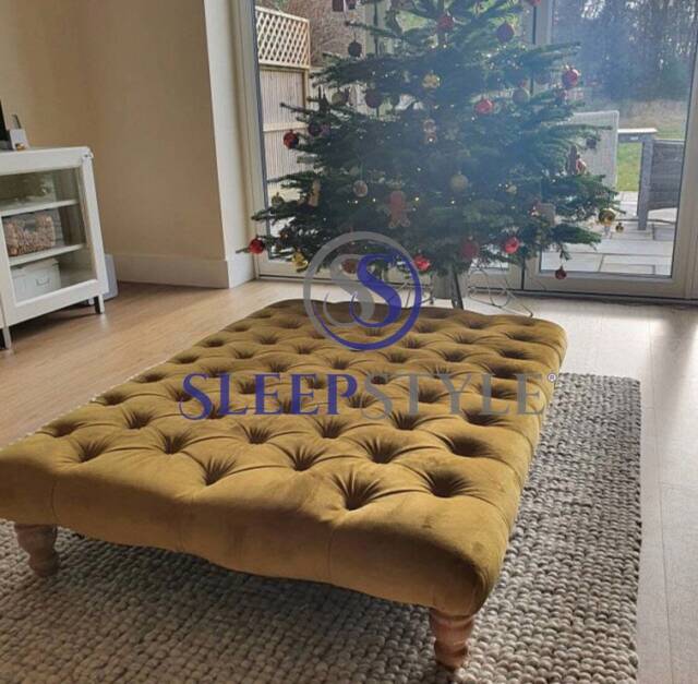 90 cm X 120 Chesterfield Upholstered Footstool - Coffee Table Available in Various Colors & Fabrics - image 1
