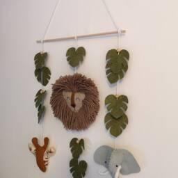 Safari Wall Hanging, Safari Decor, Jungle Nursery Felt Mobile, Kids Bedroom Baby Shower Gift, Theme - thumbnail 2