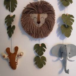 Safari Wall Hanging, Safari Decor, Jungle Nursery Felt Mobile, Kids Bedroom Baby Shower Gift, Theme - thumbnail 3