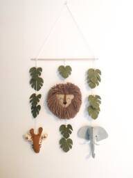 Safari Wall Hanging, Safari Decor, Jungle Nursery Felt Mobile, Kids Bedroom Baby Shower Gift, Theme - thumbnail 1