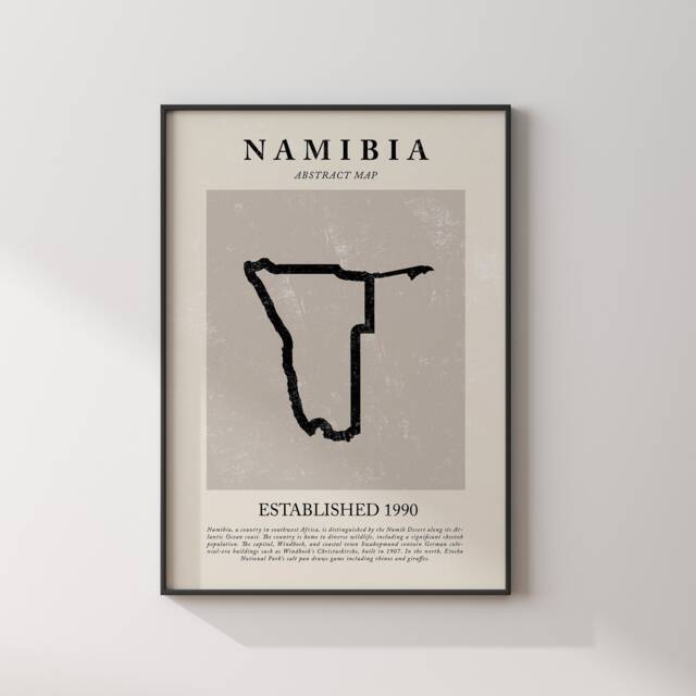 Namibia Map Vintage Abstract Wall Art Print Picasso + Matisse Inspired Travel Poster - image 1