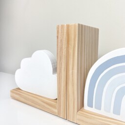 Baby Blue Rainbow Cloud Bookends Boy Nursery Decor & Shelf Organisation, Shower Gift - thumbnail 2