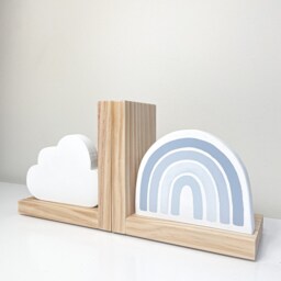 Baby Blue Rainbow Cloud Bookends Boy Nursery Decor & Shelf Organisation, Shower Gift - thumbnail 3