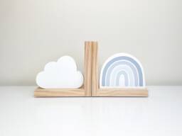 Baby Blue Rainbow Cloud Bookends Boy Nursery Decor & Shelf Organisation, Shower Gift - thumbnail 1