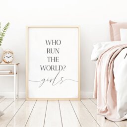 Who Run The World Girls Print, Wall Art, Living Room Home Prints, House Warming Office Bedroom Minimalist - thumbnail 1