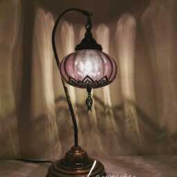 Free Uk/Eu Led Bulb Luxurious Bohemian Turkish Blown Colourful Glass Swan Neck Desk Table Lamp, Bedside Statement Light - thumbnail 3