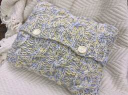 Chunky Knit Cable Cushion Cover, Hygge Cushion, Knitted Pillow 12 By 18 Inches 30 X 40cm - See Last Two Pictures For New Buttons