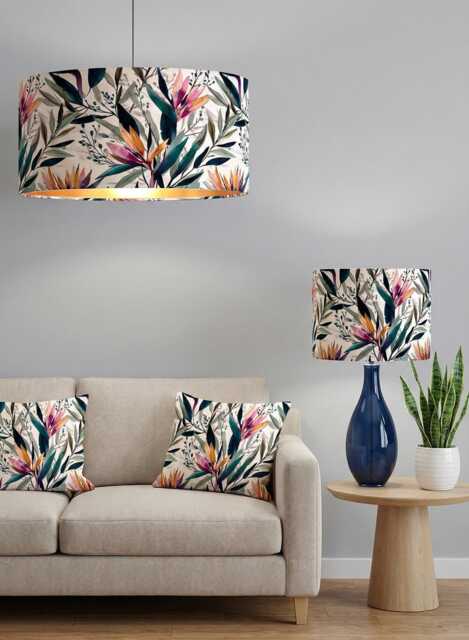Handmade By Order Luxurious Pink Floral Plant Leaf Pattern Drum Lamp Shade Pendant Light All Shapes & Sizes Available - image 1