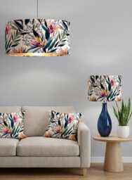 Handmade By Order Luxurious Pink Floral Plant Leaf Pattern Drum Lamp Shade Pendant Light All Shapes & Sizes Available - thumbnail 1