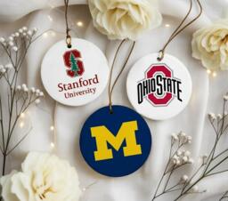 Personalized College Christmas Ornament, Custom University Team Ceramic Graduation Gift, School Pride Keepsake - thumbnail 1
