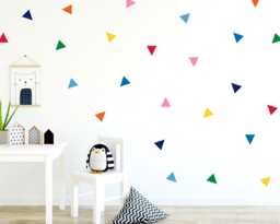 Colorful Triangle Wall Decals 64-Piece Geometric Nursery Art - thumbnail 1