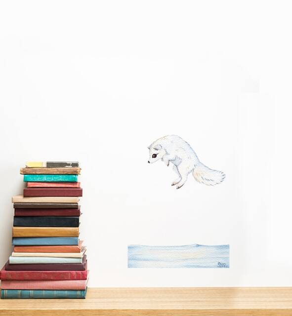 Artic Fox Wall Sticker Decal - Kids Stickers, Animals Childrens Decals, Art, Room, Girl, Boy