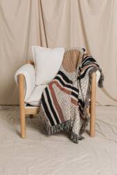 Large Abstract Art Throw Blanket Woven Cotton Home Accent Piece