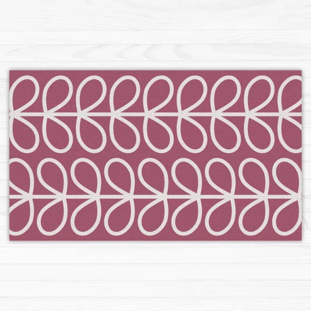 Vinyl Floor Mat, Area Rug, Plum Color Modern Leaves Illustration, Printed On PVC Mat. Linoleum Carpet in Pink, Art Mat - image 1