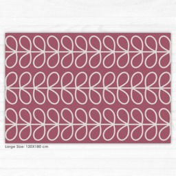 Vinyl Floor Mat, Area Rug, Plum Color Modern Leaves Illustration, Printed On PVC Mat. Linoleum Carpet in Pink, Art Mat - thumbnail 3
