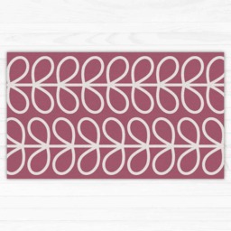 Vinyl Floor Mat, Area Rug, Plum Color Modern Leaves Illustration, Printed On PVC Mat. Linoleum Carpet in Pink, Art Mat - thumbnail 1
