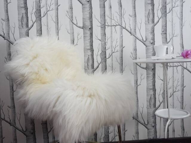 Big Gray Rugs White Sheepskin Rug 46'' X 26'' Throw Super Soft Long Shag Rugs, Pelt, Scandinavian Style - image 1