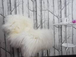 Big Gray Rugs White Sheepskin Rug 46'' X 26'' Throw Super Soft Long Shag Rugs, Pelt, Scandinavian Style - thumbnail 1