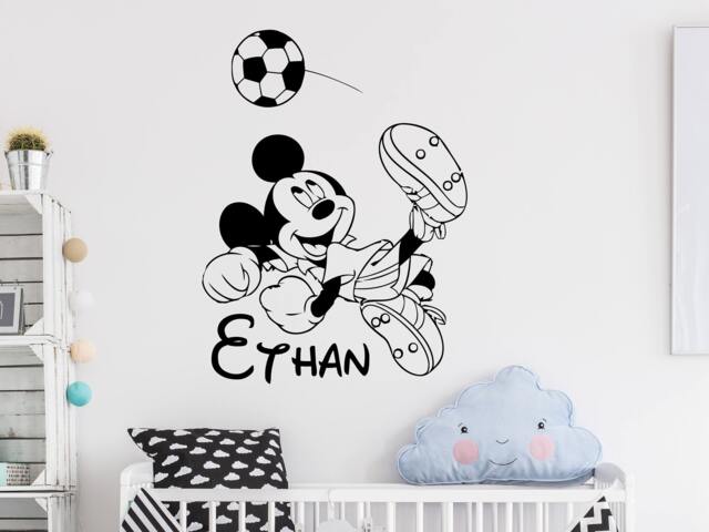Wall Decal Name Personalized Custom Decals Vinyl Sticker Home Decor Mouse Football Game Nursery Ms362 - image 1