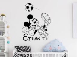 Wall Decal Name Personalized Custom Decals Vinyl Sticker Home Decor Mouse Football Game Nursery Ms362 - thumbnail 1