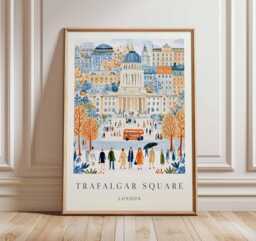 Trafalgar Square Travel Poster London Landmark Art Print - thumbnail 1
