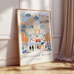 Trafalgar Square Travel Poster London Landmark Art Print - thumbnail 3