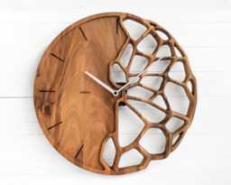 Handcrafted Walnut Wood Wall Clock - 16 - thumbnail 1