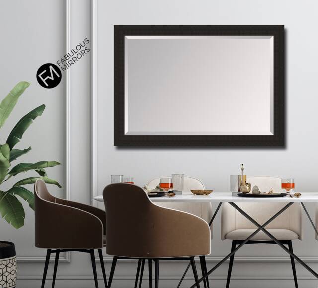 Large Black Brushed Chunky Framed Modern Mirror Contemporary Elegant Lg Box Wall - Choice Of Size Premium Quality Free P&p - image 1