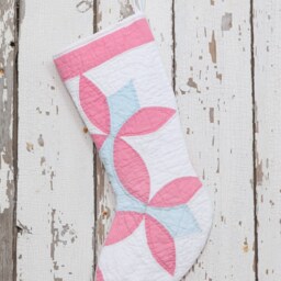 Vintage Flower Petal Quilt Christmas Stocking Hand-Stitched Heirloom - thumbnail 2