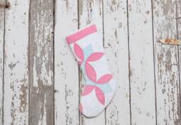 Vintage Flower Petal Quilt Christmas Stocking Hand-Stitched Heirloom - thumbnail 1